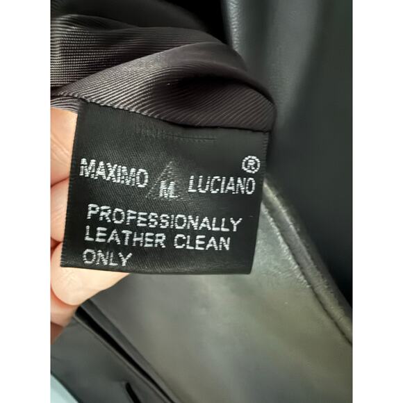 Vintage Maximo Luciano Women’s Italian Black Genuine Leather Coat Size M - Picture 3 of 8